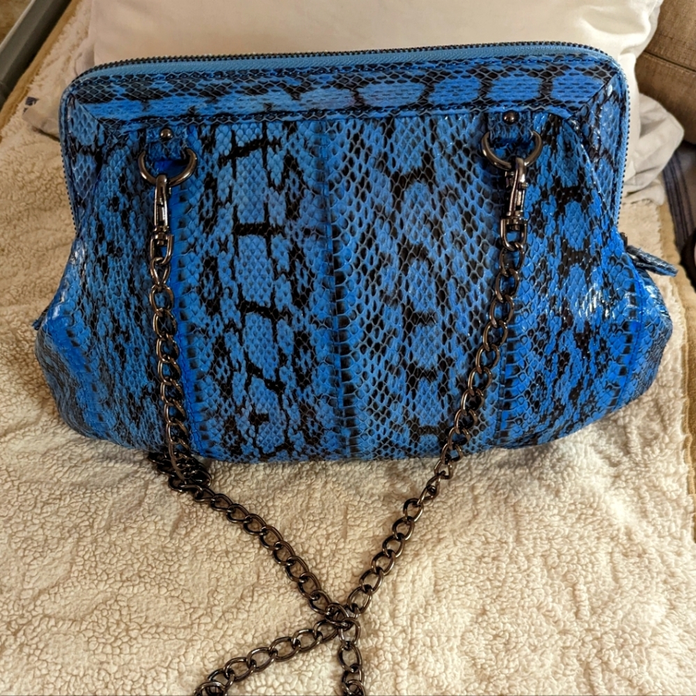 Inge Christopher blue snakeskin purse